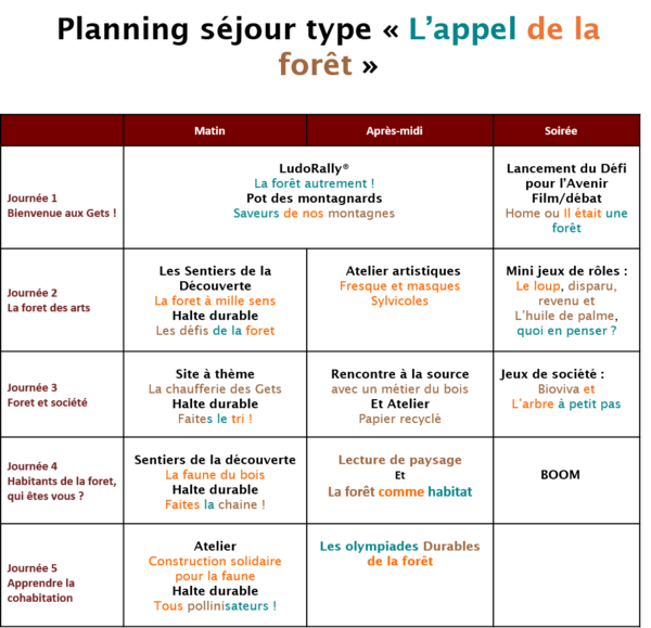 Planning _sejour_type_classe_de_decouverte_la_foret
